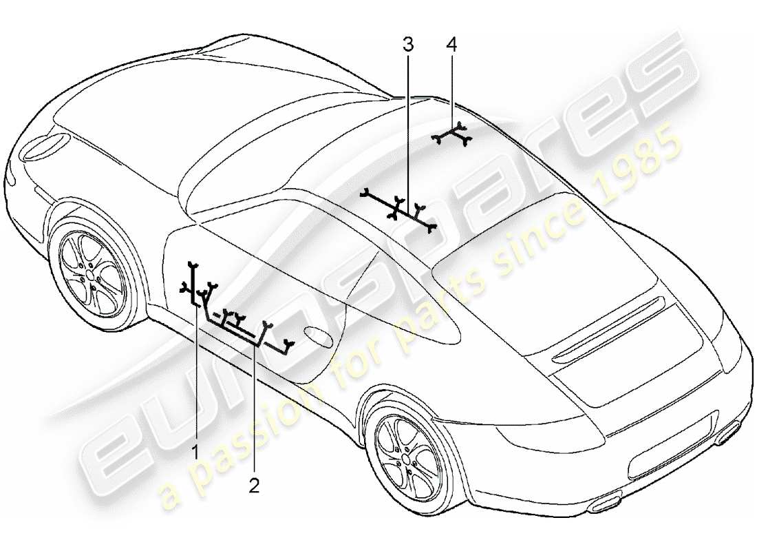 porsche 2008 (997-1) kabelbäume teilediagramm
