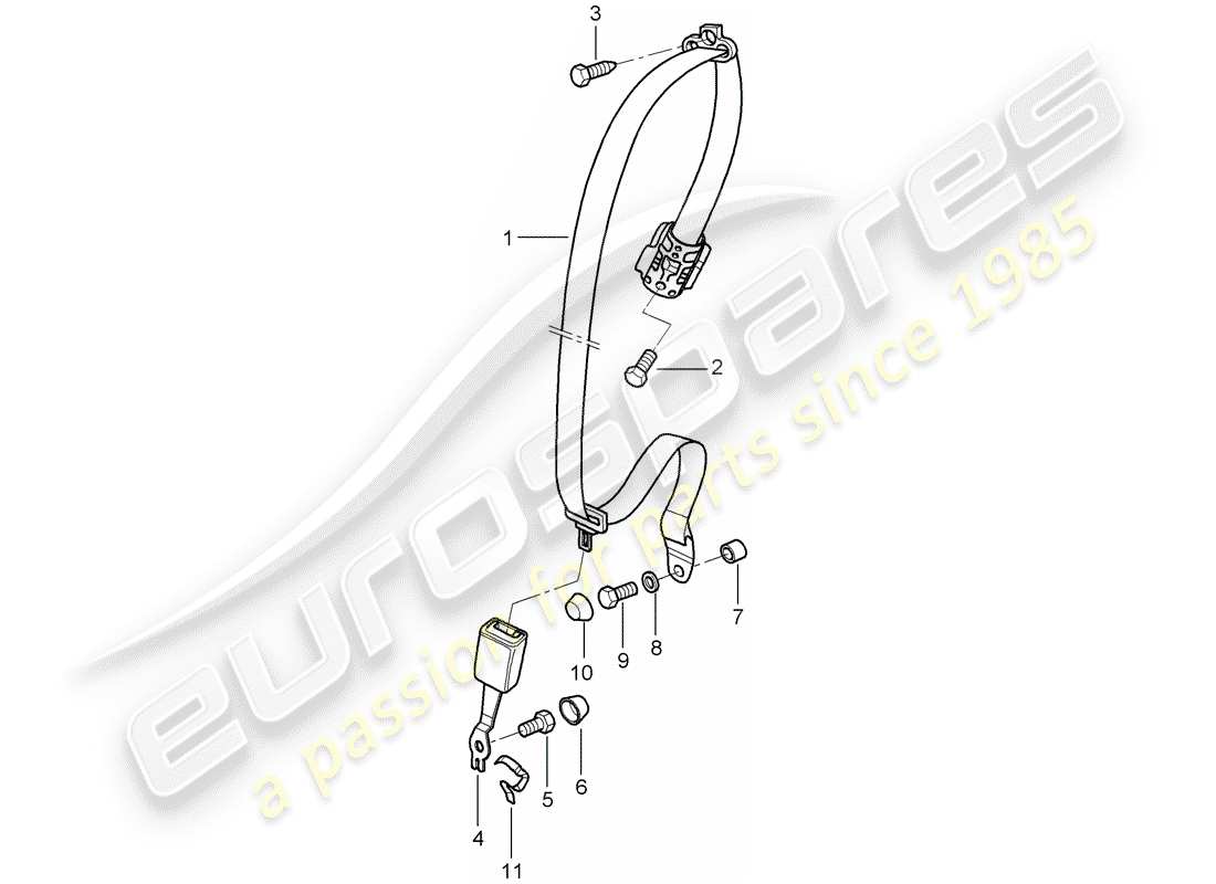 porsche 2008 (997-1 turbo / gt2) sicherheitsgurt - teilediagramm