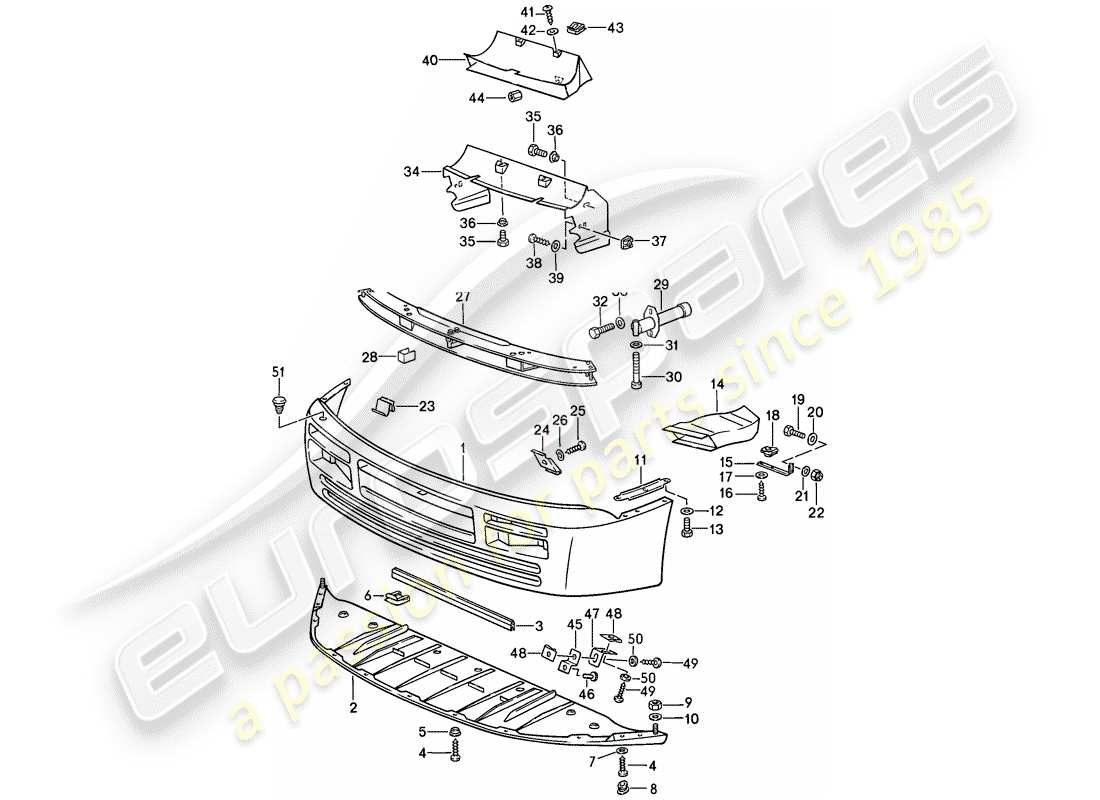 porsche 1988 (944) abdeckung für stossfänger - und - stossfänger ersatzteildiagramm