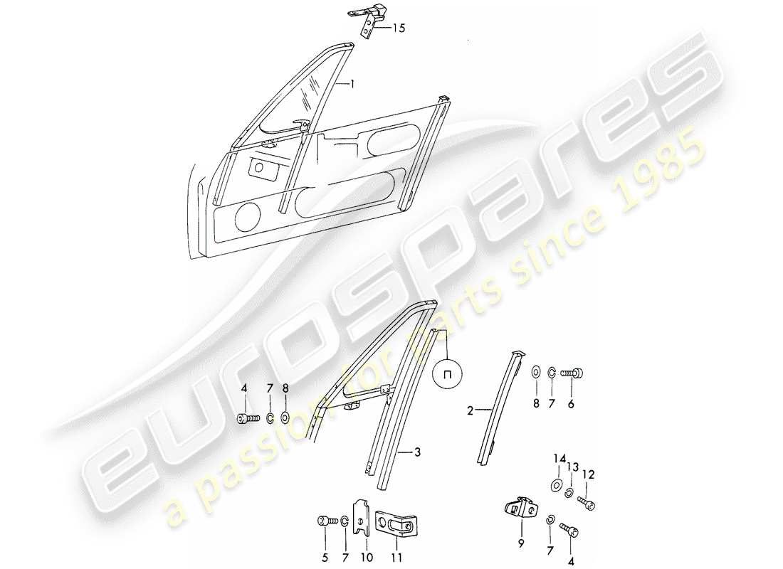 porsche 1966 (911/912) fensterrahmen ersatzteildiagramm