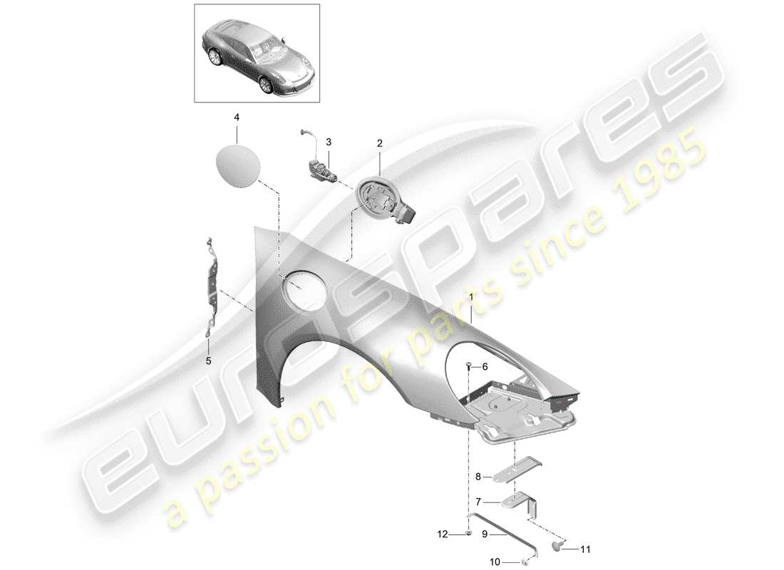 porsche 2016 (991-1 r/gt3/rs) fender-teilediagramm