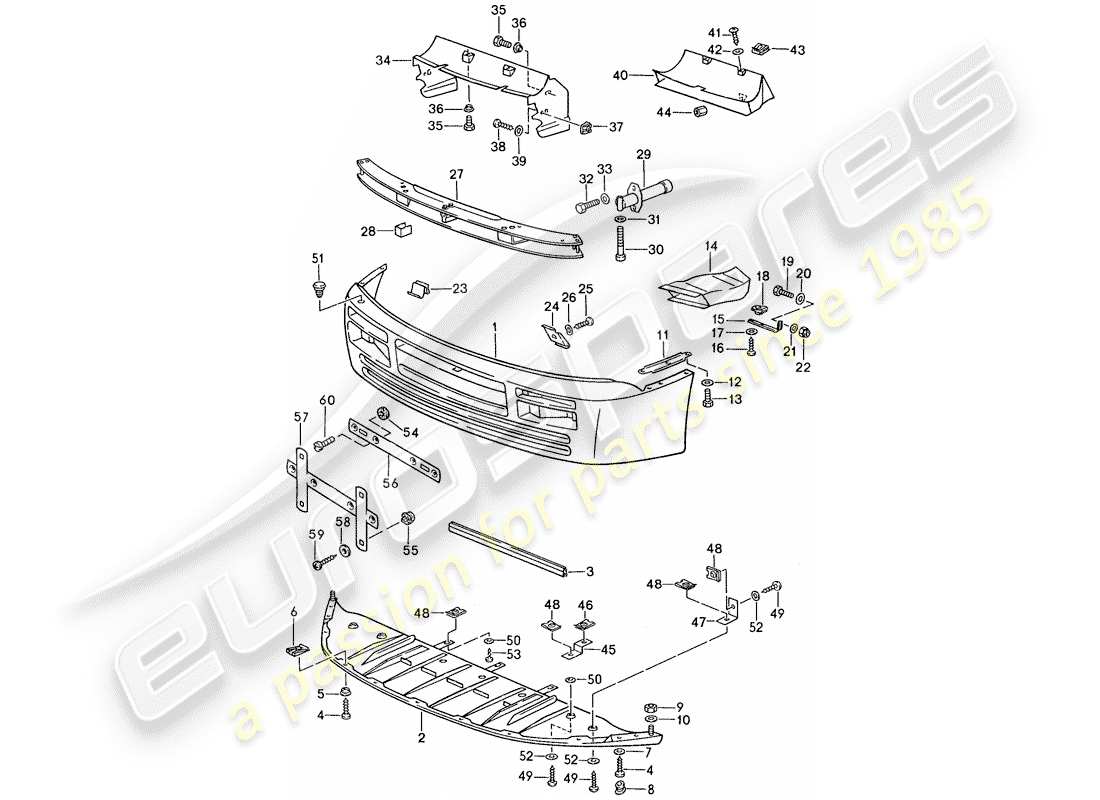 porsche 1989 (944) abdeckung für stoßstange - stoßstange teilediagramm