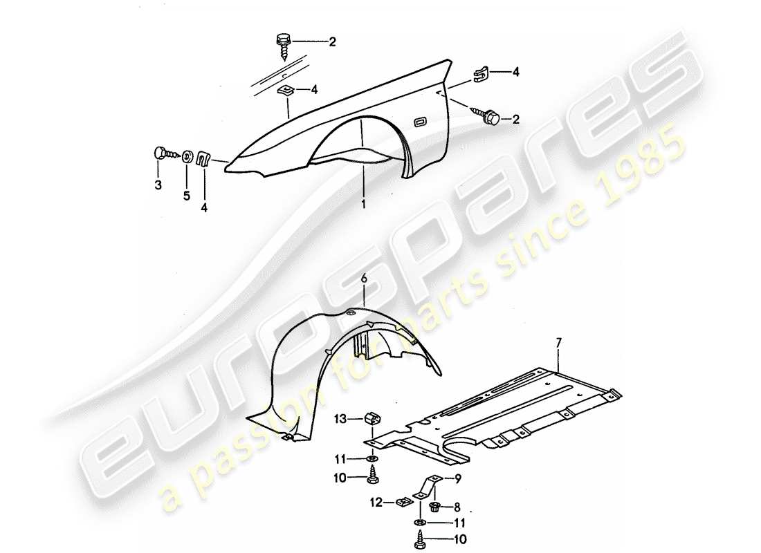porsche 1990 (944) fender-teilediagramm