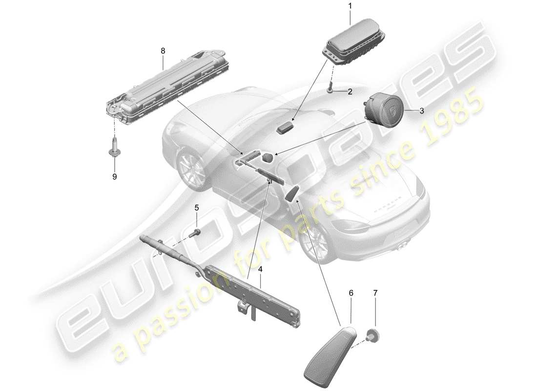 porsche 2012 (981 boxster) airbag-teilediagramm