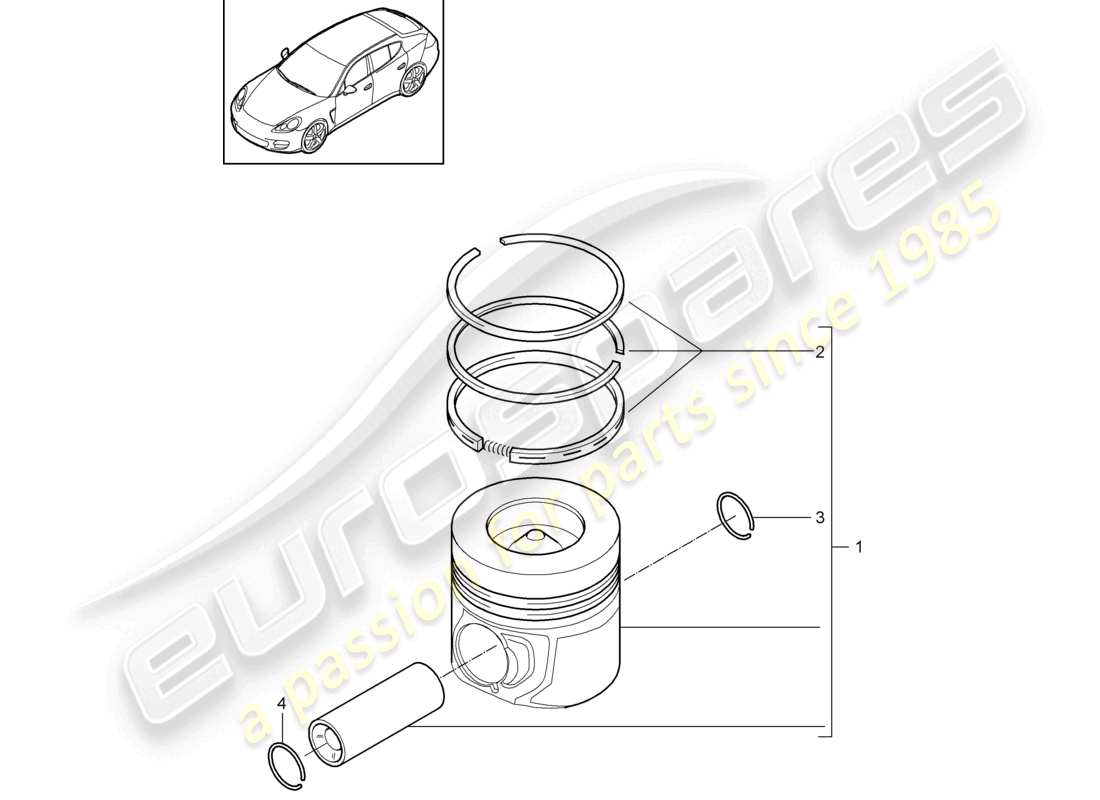 porsche 2010 (cayenne e1 9pa) kolben 1 satz: kolbenringe teilediagramm