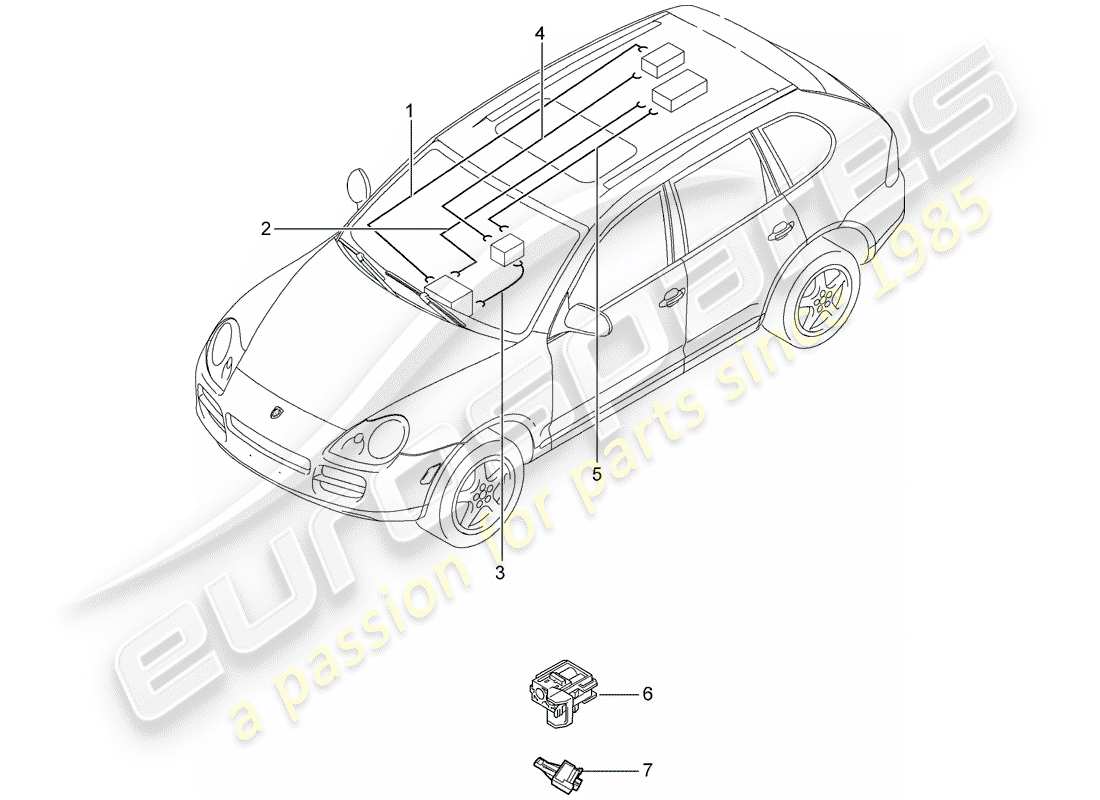 porsche 2005 (cayenne e1 9pa) lichtleiter-ersatzteildiagramm