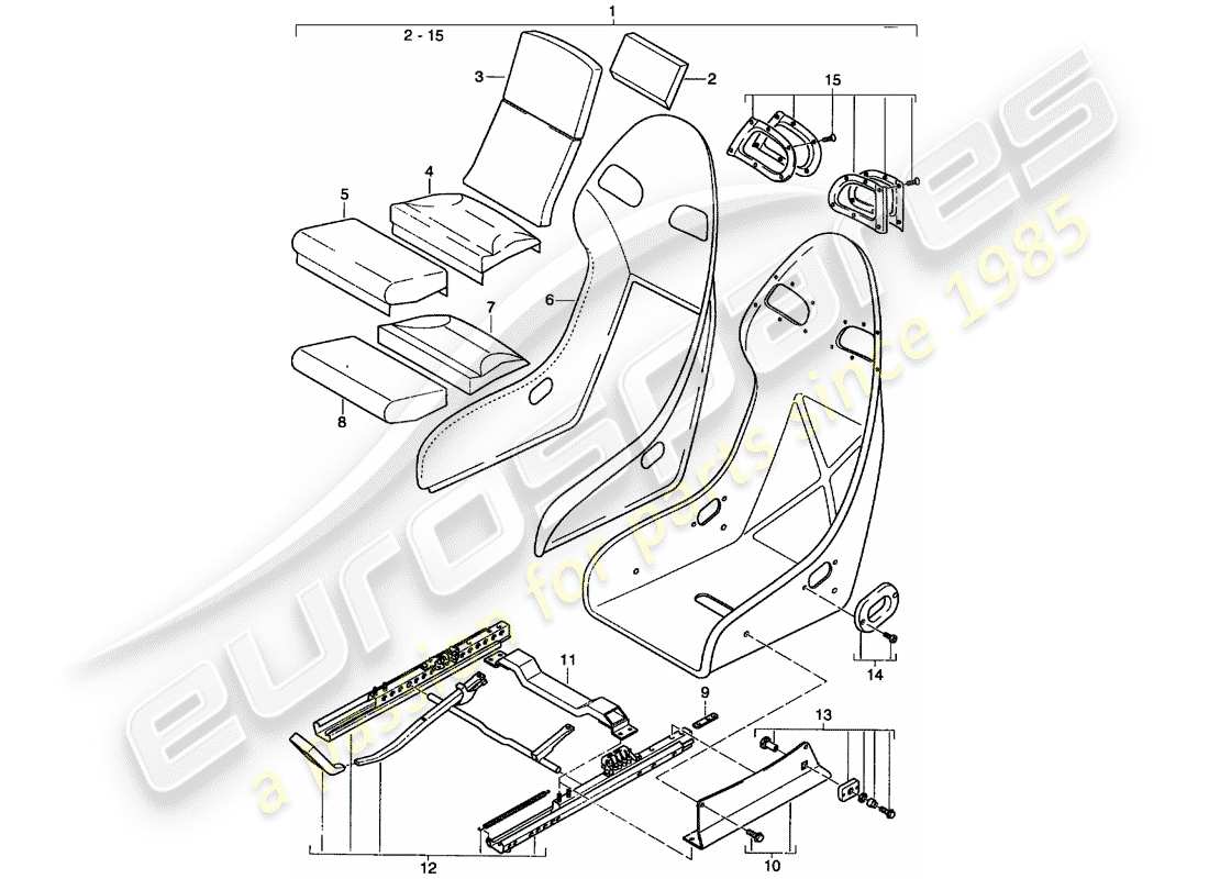 porsche 2003 (996 turbo / gt2) sitz - leder ersatzteildiagramm