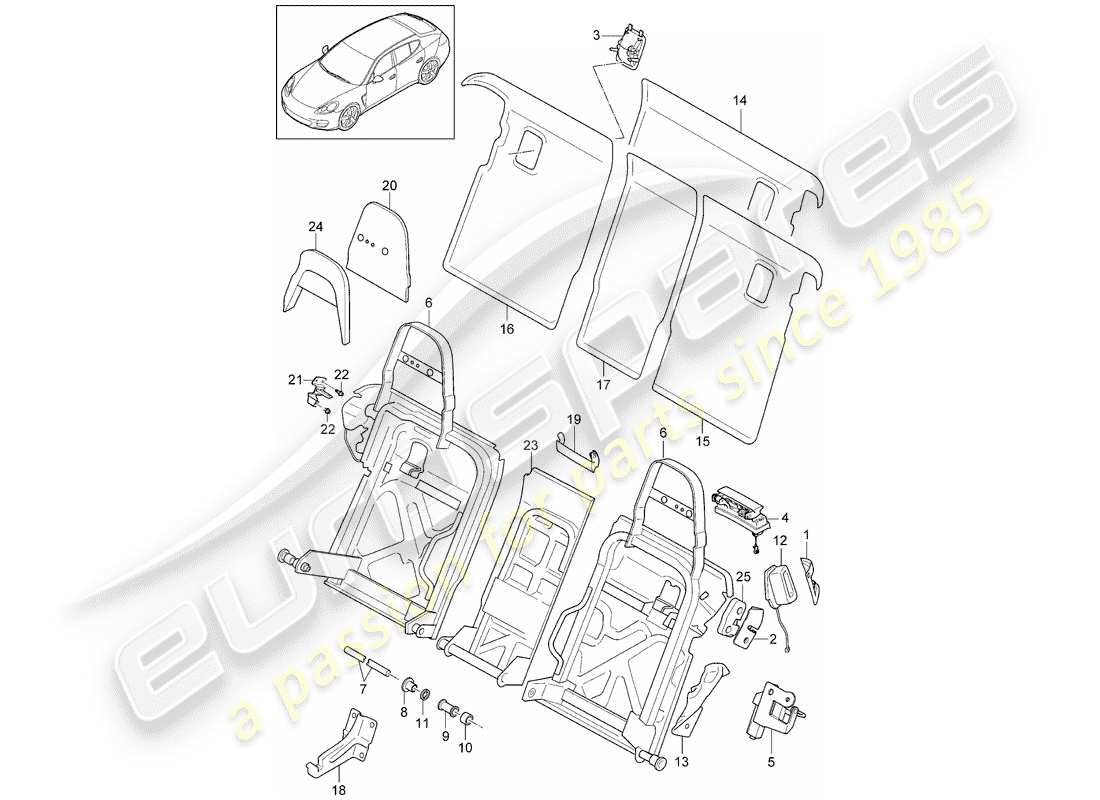 porsche 2016 (panamera 970) rückenlehne, ersatzteildiagramm