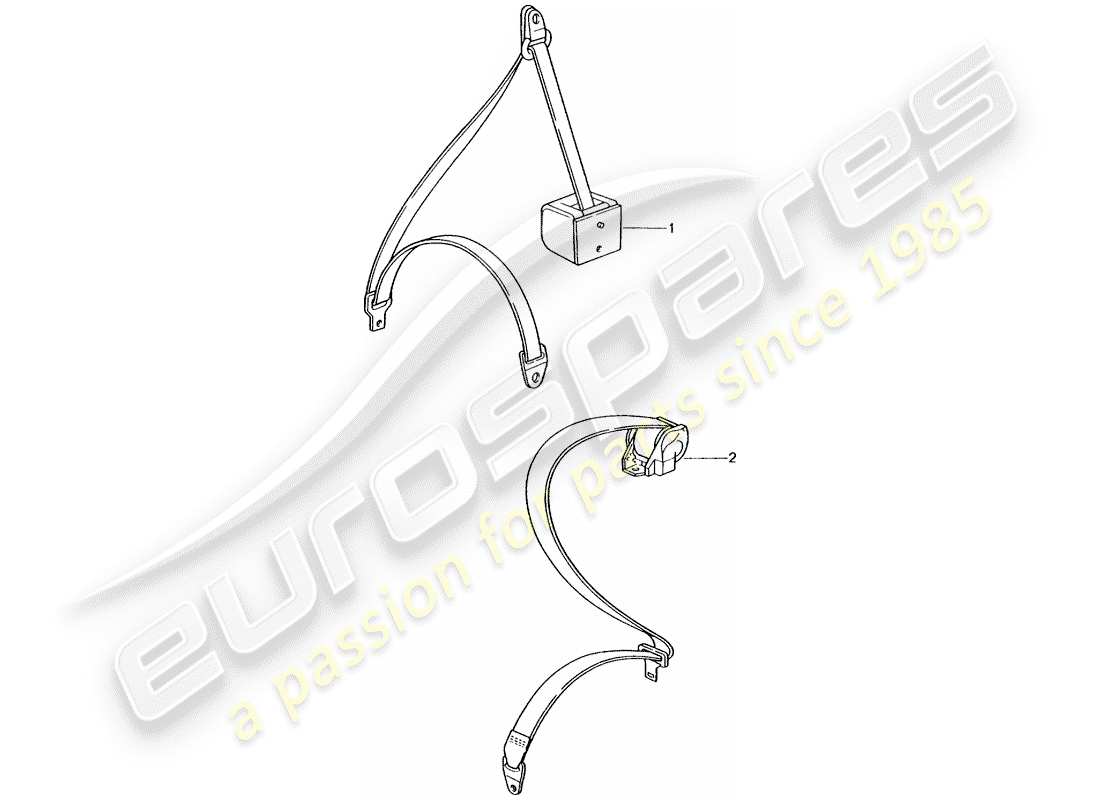 porsche 1992 (tequipment) sicherheitsgurt - teilediagramm