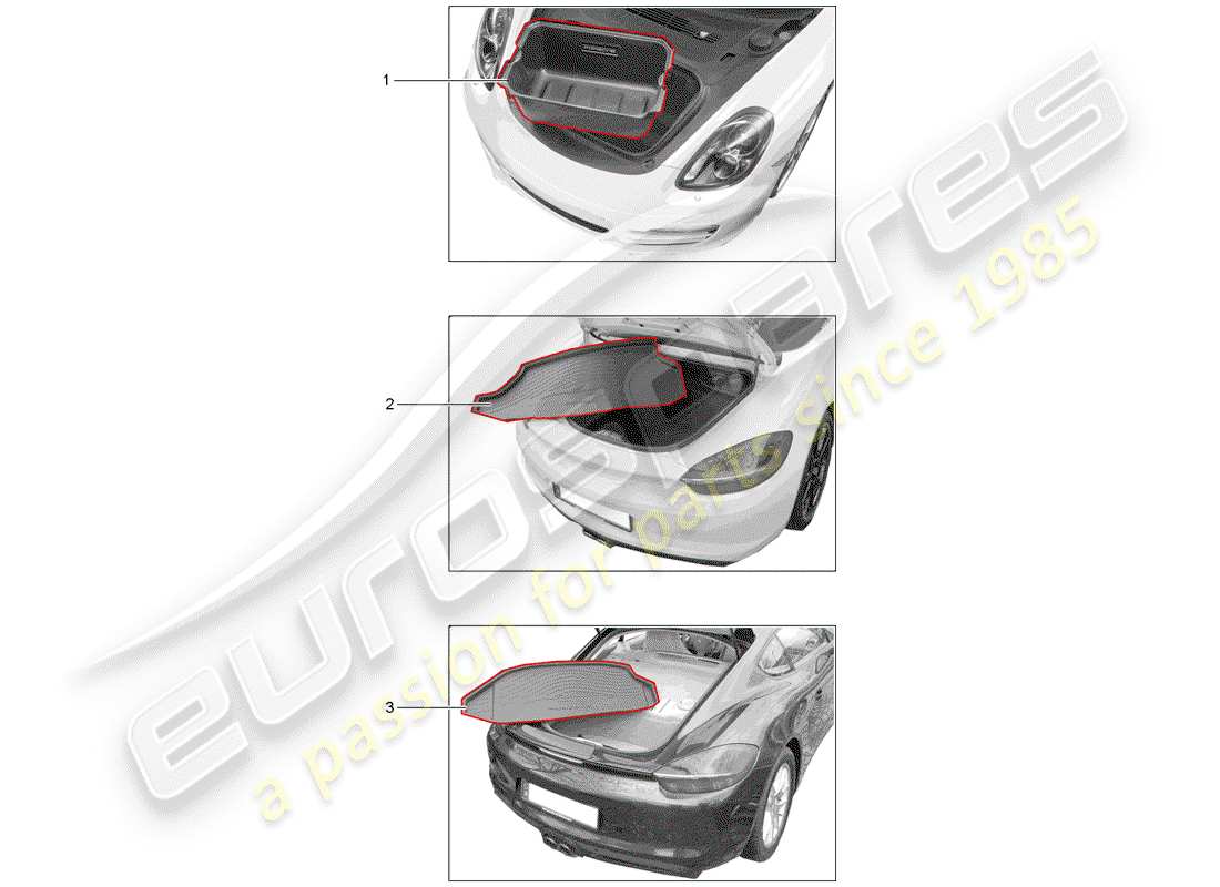 porsche 2013 (tequipment 98x/99x) gepäckraumeinlage ersatzteildiagramm