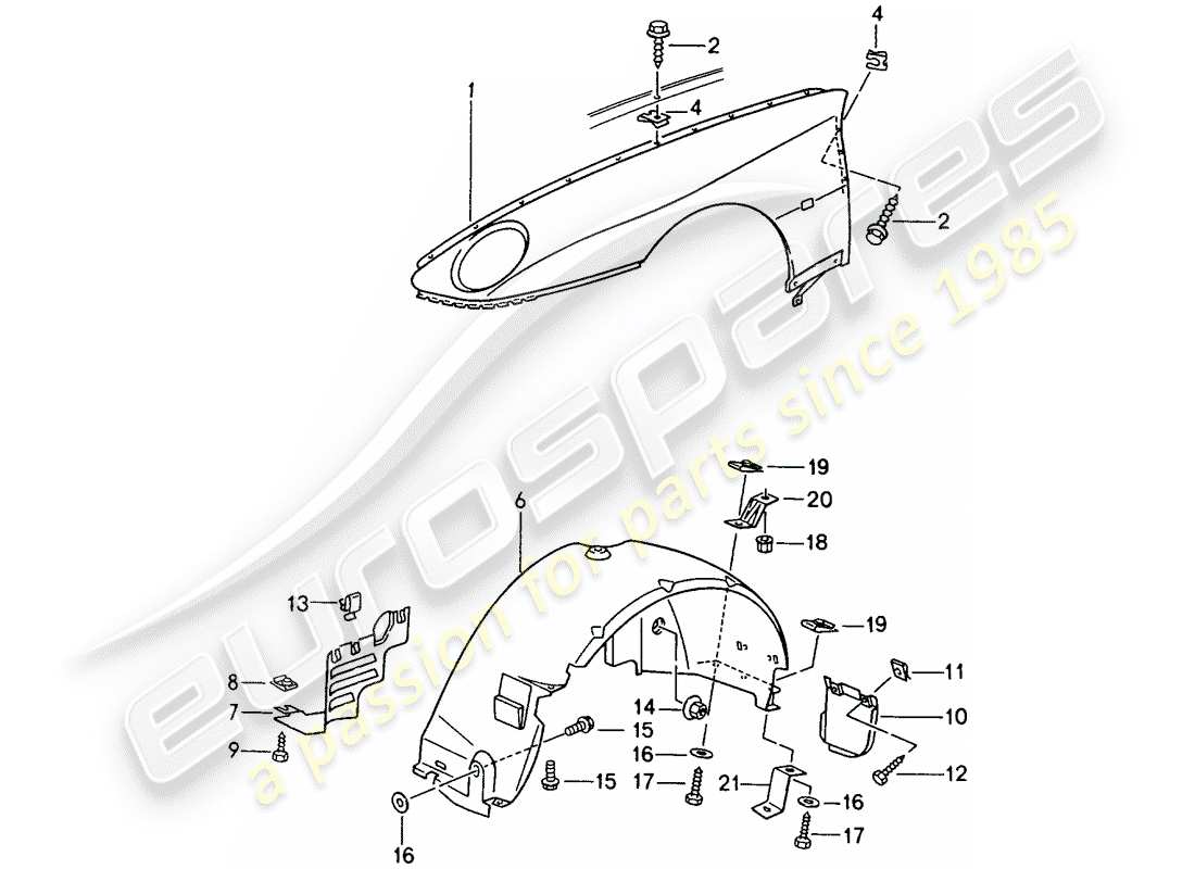 porsche 1993 (968) fender-teilediagramm