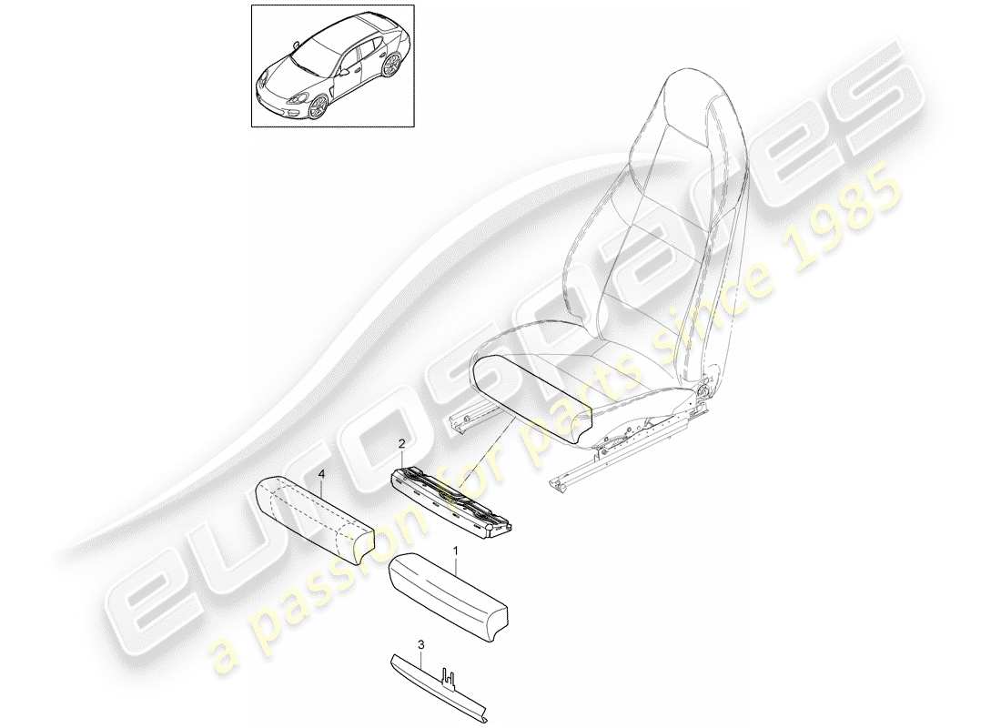 porsche 2016 (panamera 970) sitzkissen ersatzteildiagramm