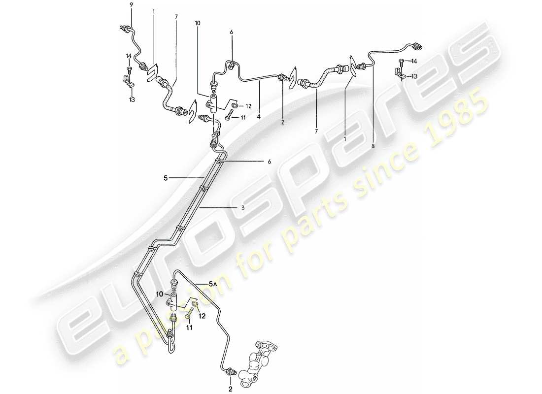 porsche 1976 (924) bremsleitungen ersatzteildiagramm