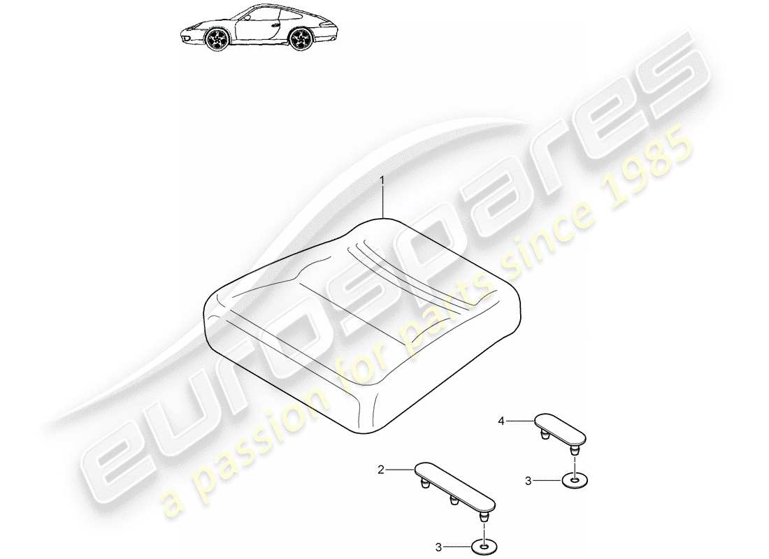 porsche 2005 (996) rücksitzkissen ersatzteildiagramm