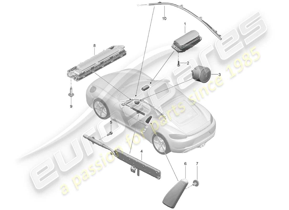 porsche 2017 (718 cayman) airbag-teilediagramm