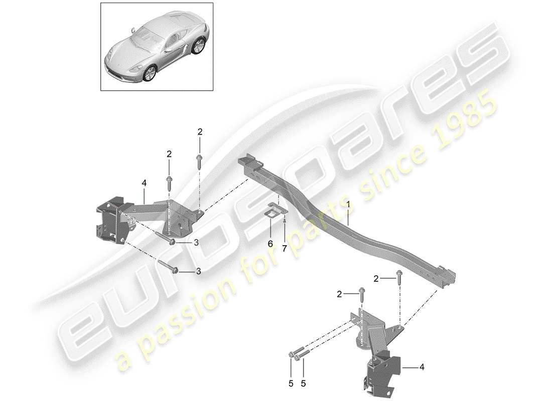 porsche 2017 (718 cayman) quertraeger ersatzteildiagramm