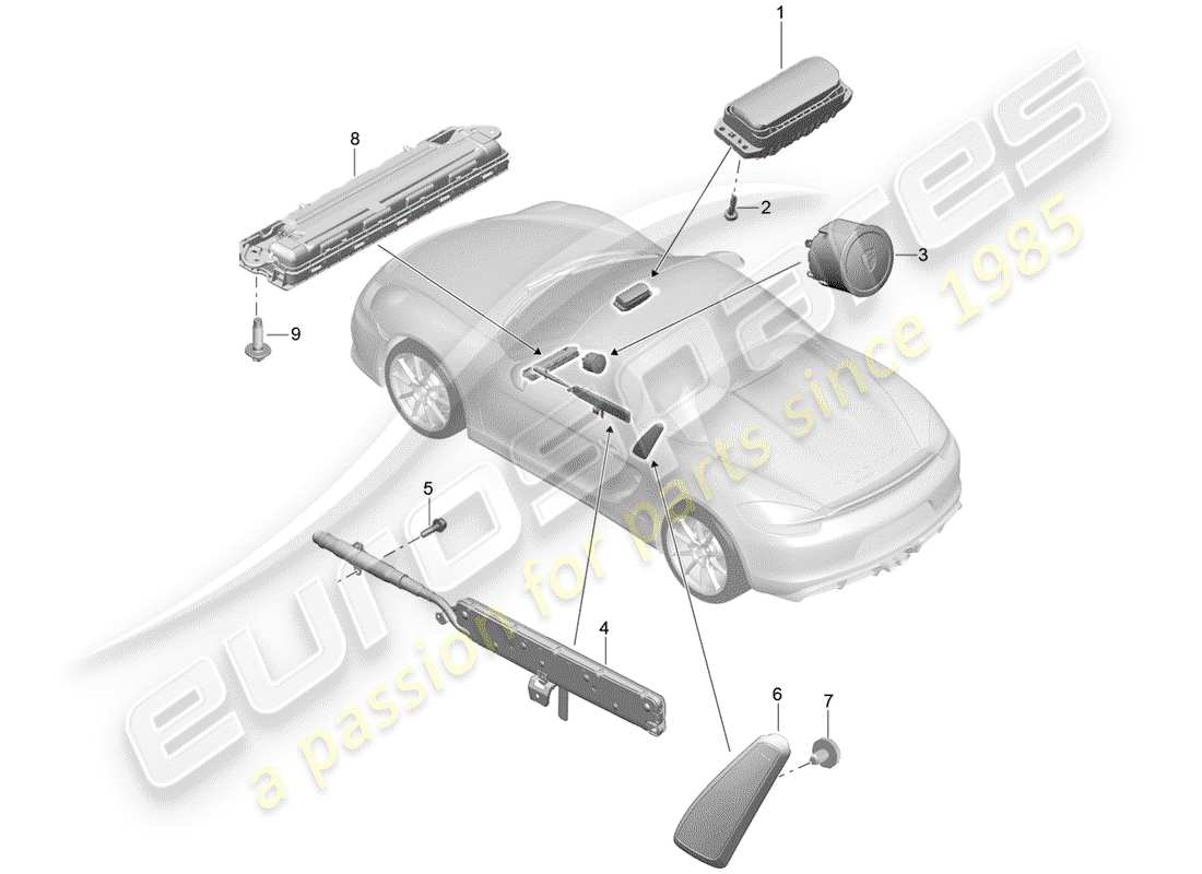 porsche 2016 (981 boxster spyder) airbag-teilediagramm