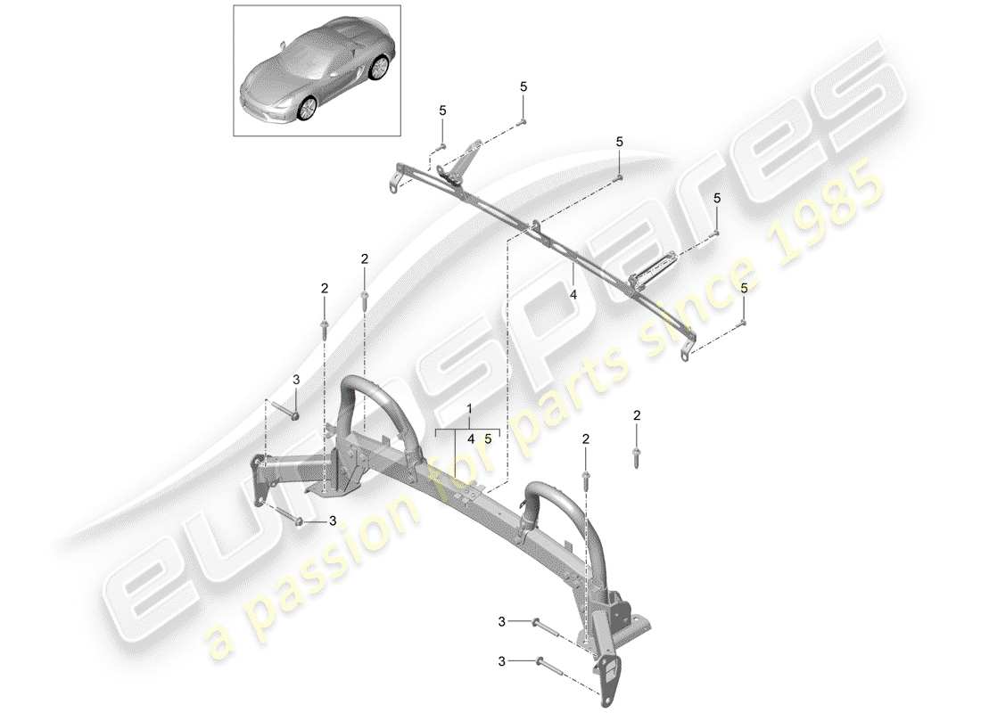porsche 2016 (981 boxster spyder) roll bar-ersatzteildiagramm