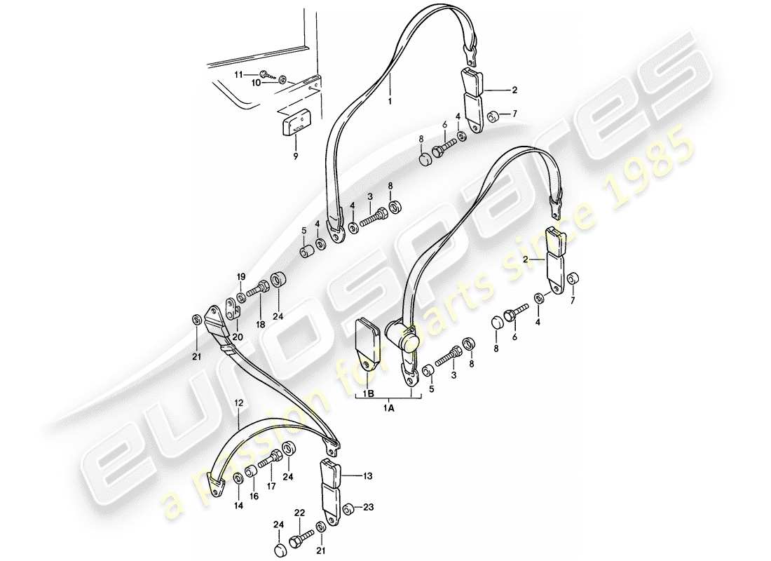 porsche 1983 (944) sicherheitsgurt - teilediagramm