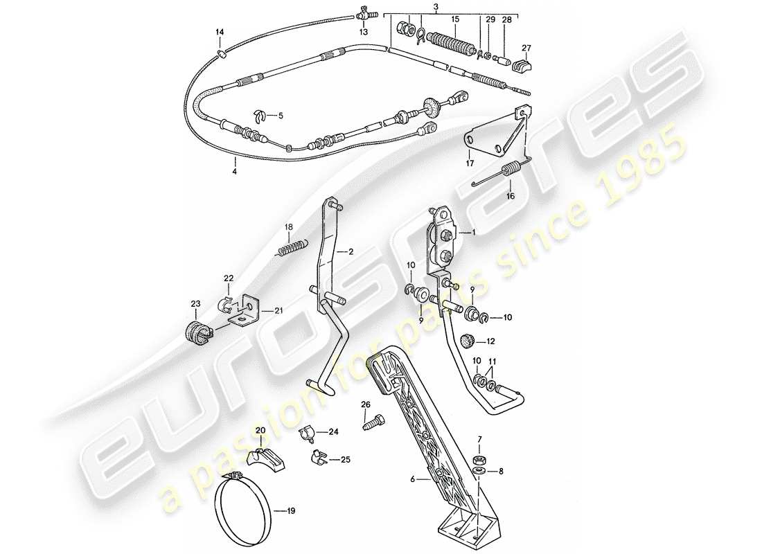porsche 1991 (944) gaspedal - gaspedalzug - für - automatikgetriebe ersatzteildiagramm
