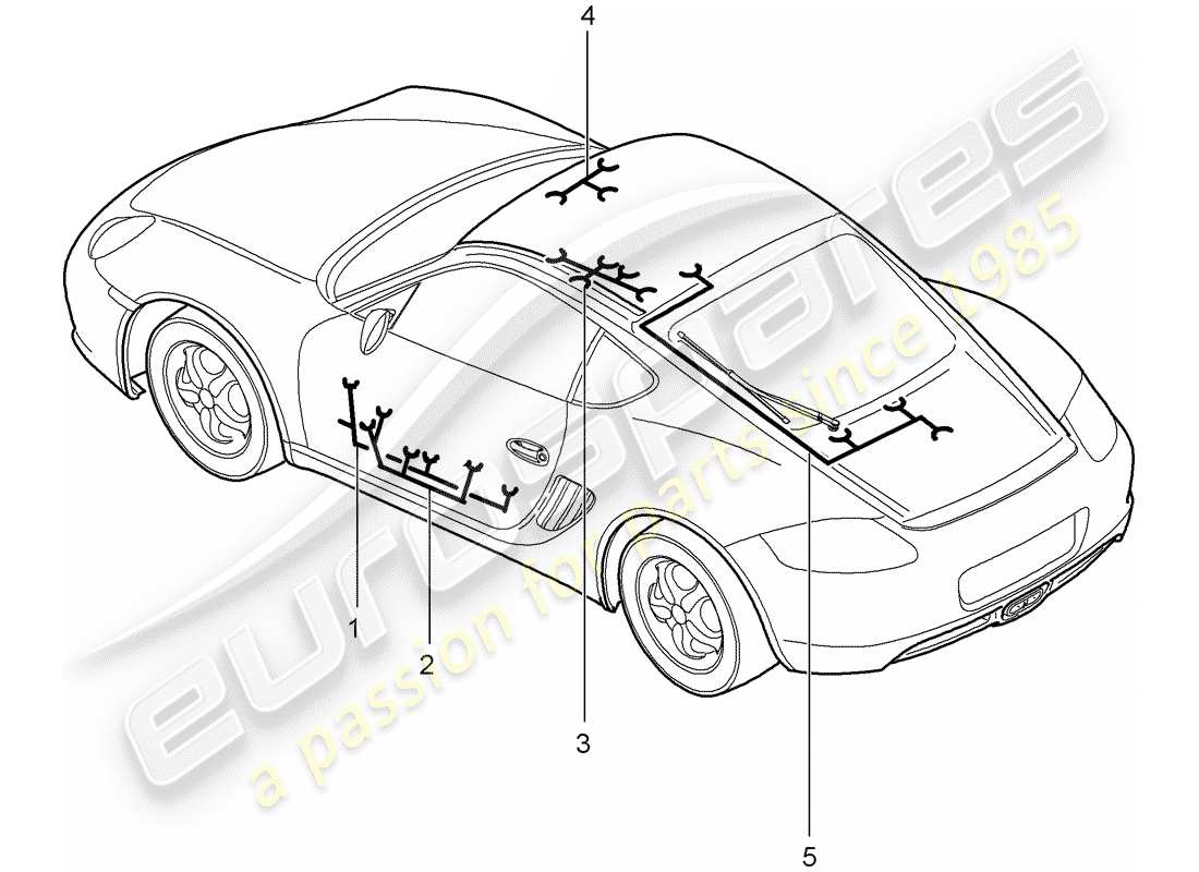 porsche 2008 (987 cayman) kabelbäume ersatzteildiagramm