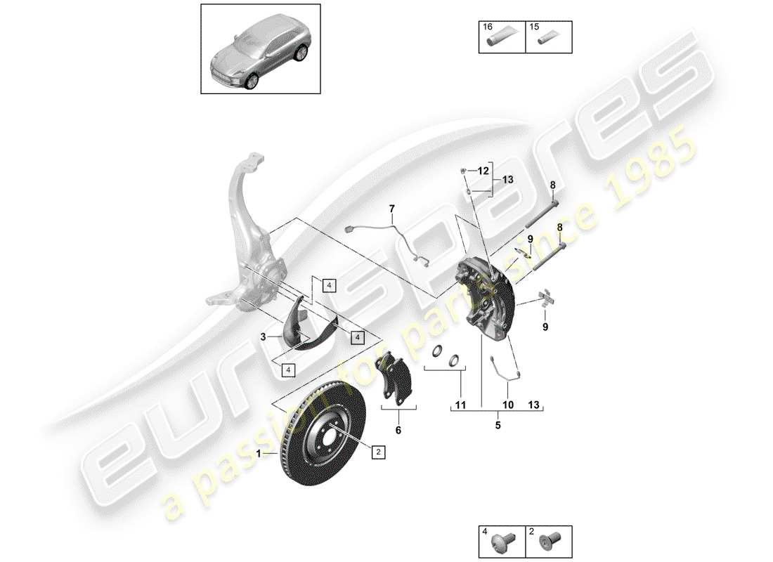 porsche 2020 (macan) scheibenbremsen ersatzteildiagramm