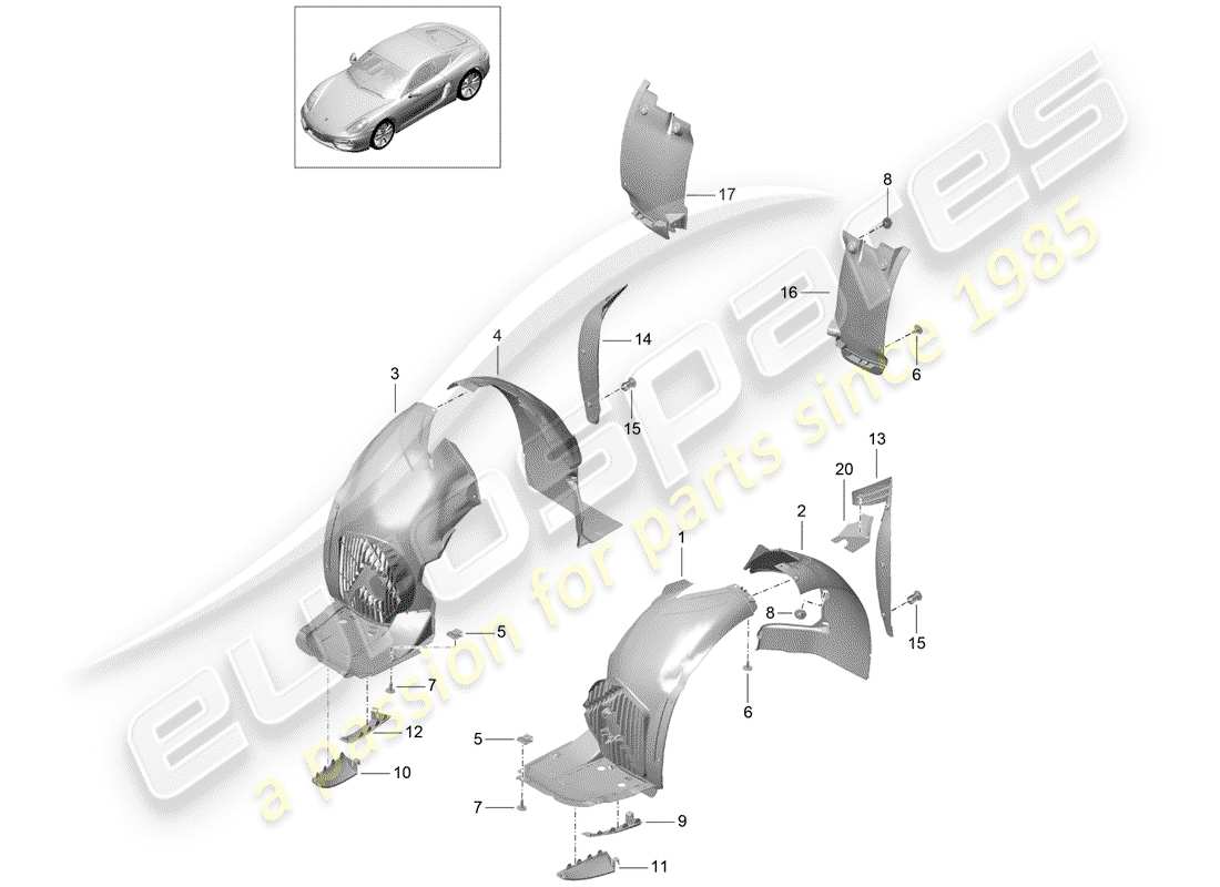porsche 2015 (981 cayman) trims-teilediagramm