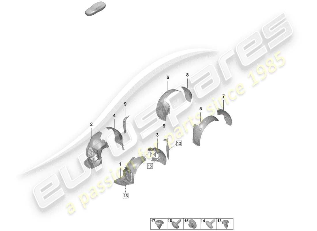 porsche 2019 (992-1) wheelhouse protector ersatzteildiagramm