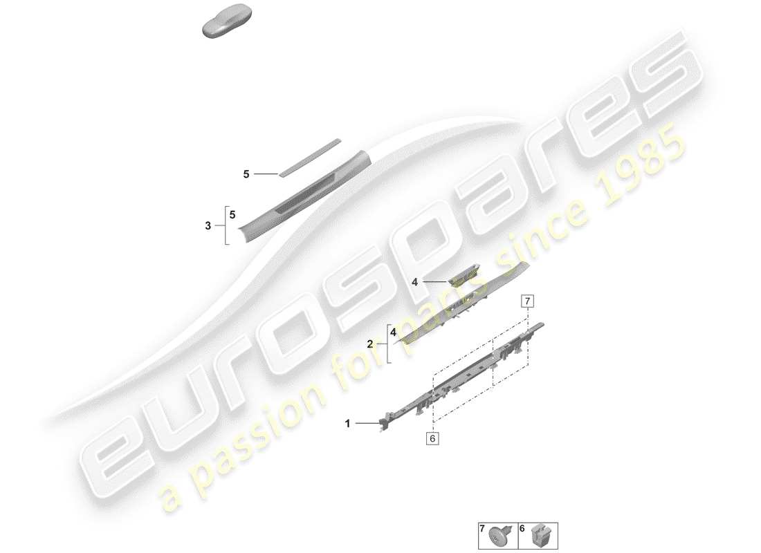 porsche 2019 (992-1) seitenträgerverkleidung teilediagramm