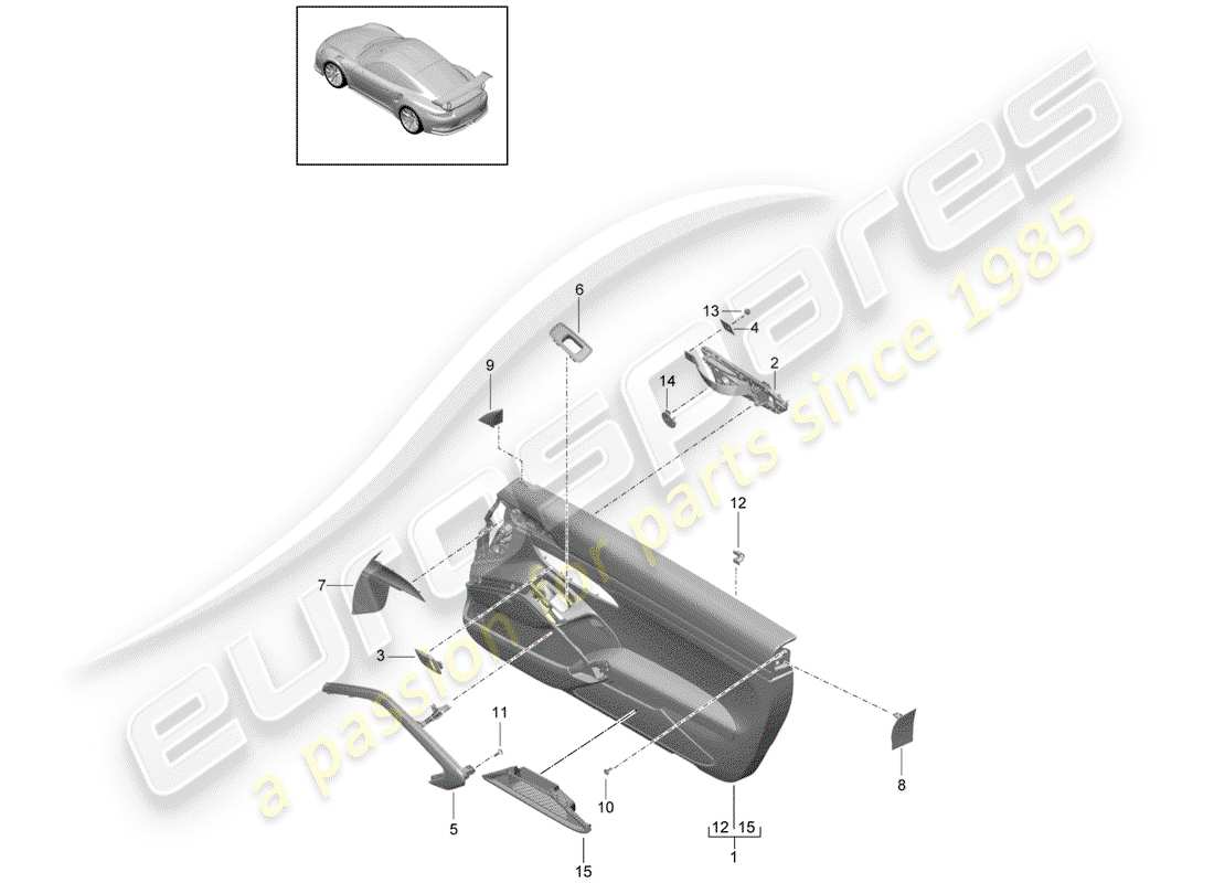 porsche 2018 (991-2 r/gt3/rs) türplatte teilediagramm