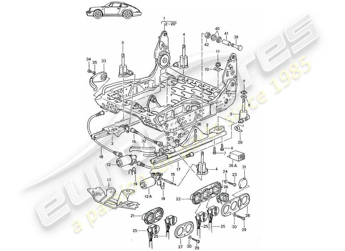 porsche 1987 (seats for 944/968/911/928) rahmen für sitz - sportsitz - d - mj 1989>> - mj 1994 ersatzteildiagramm