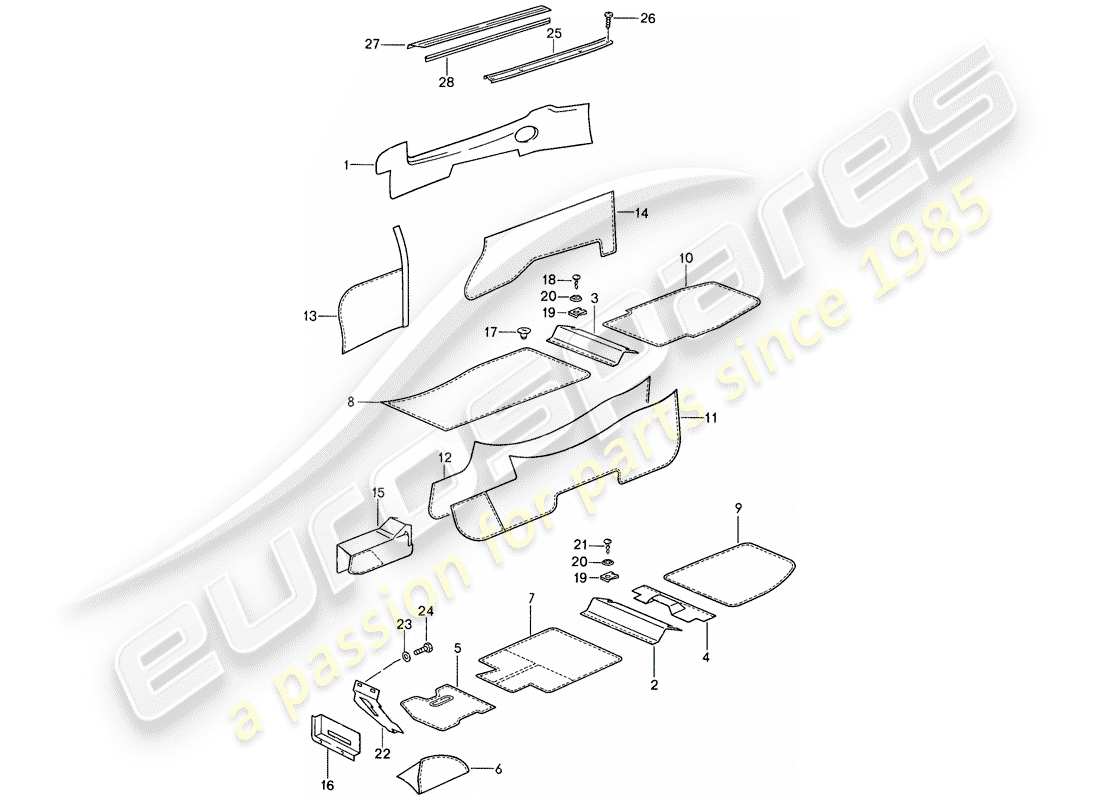 porsche 1987 (959) lining ersatzteildiagramm