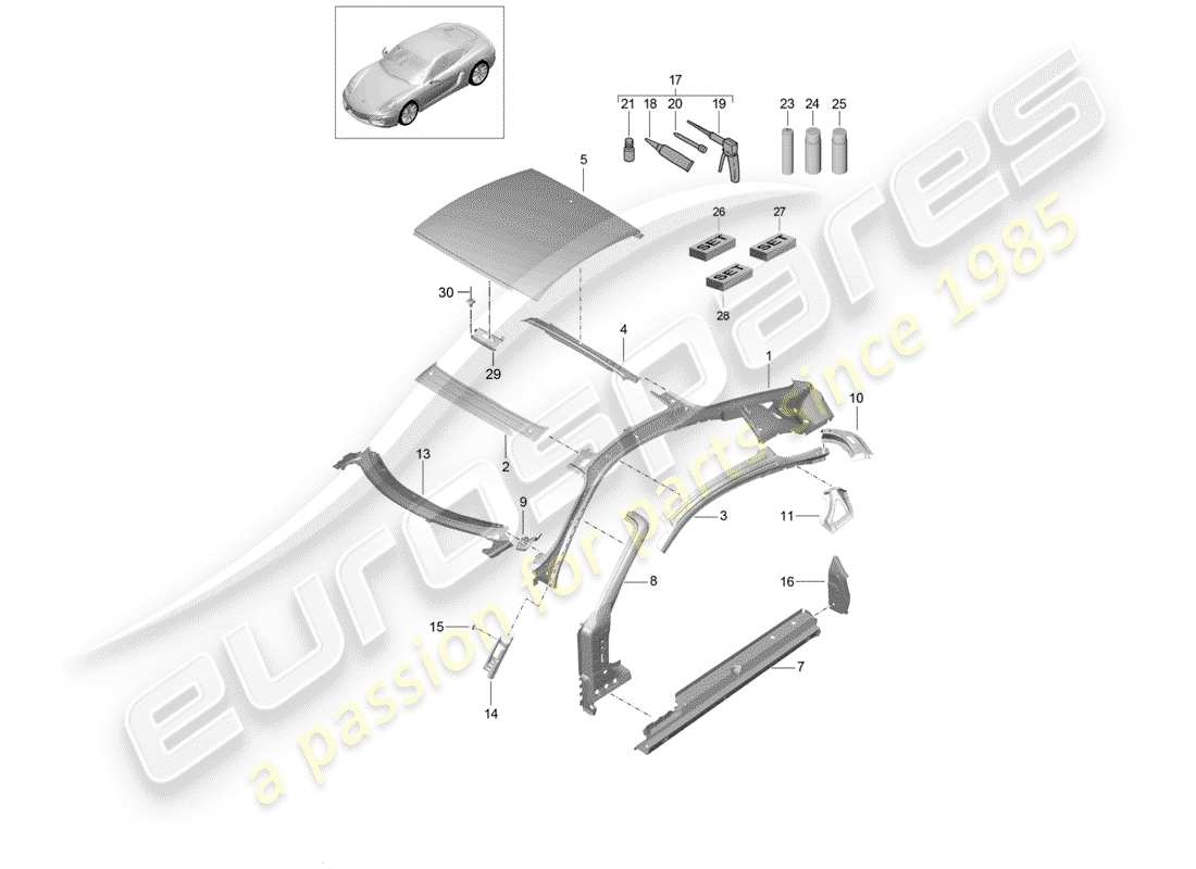 porsche 2015 (981 cayman) roof-teilediagramm