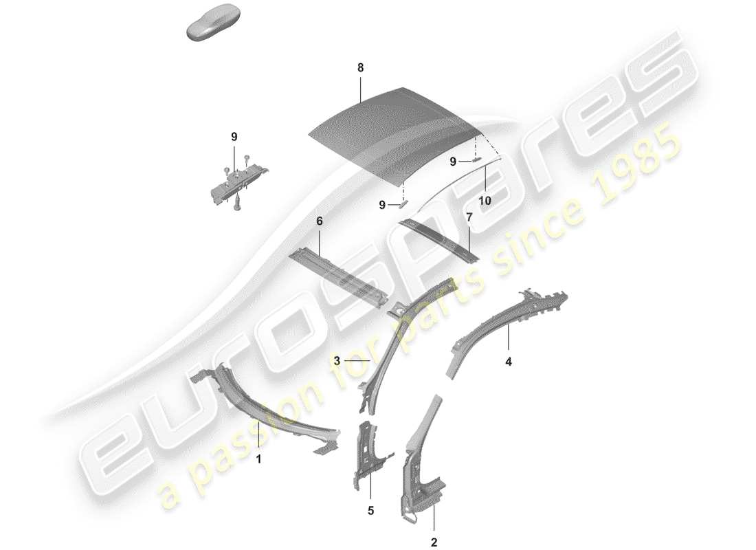 porsche 2019 (992-1) roof-teilediagramm