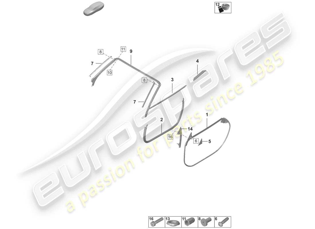 porsche 2019 (992-1) türdichtung ersatzteildiagramm