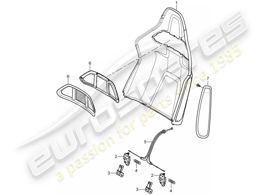 porsche 2007 (997-1 gt3) rückenlehnenschale ersatzteildiagramm