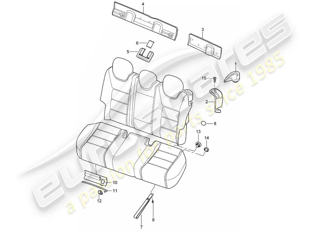 porsche 2008 (cayenne e1 9pa) rückenlehne, ersatzteildiagramm