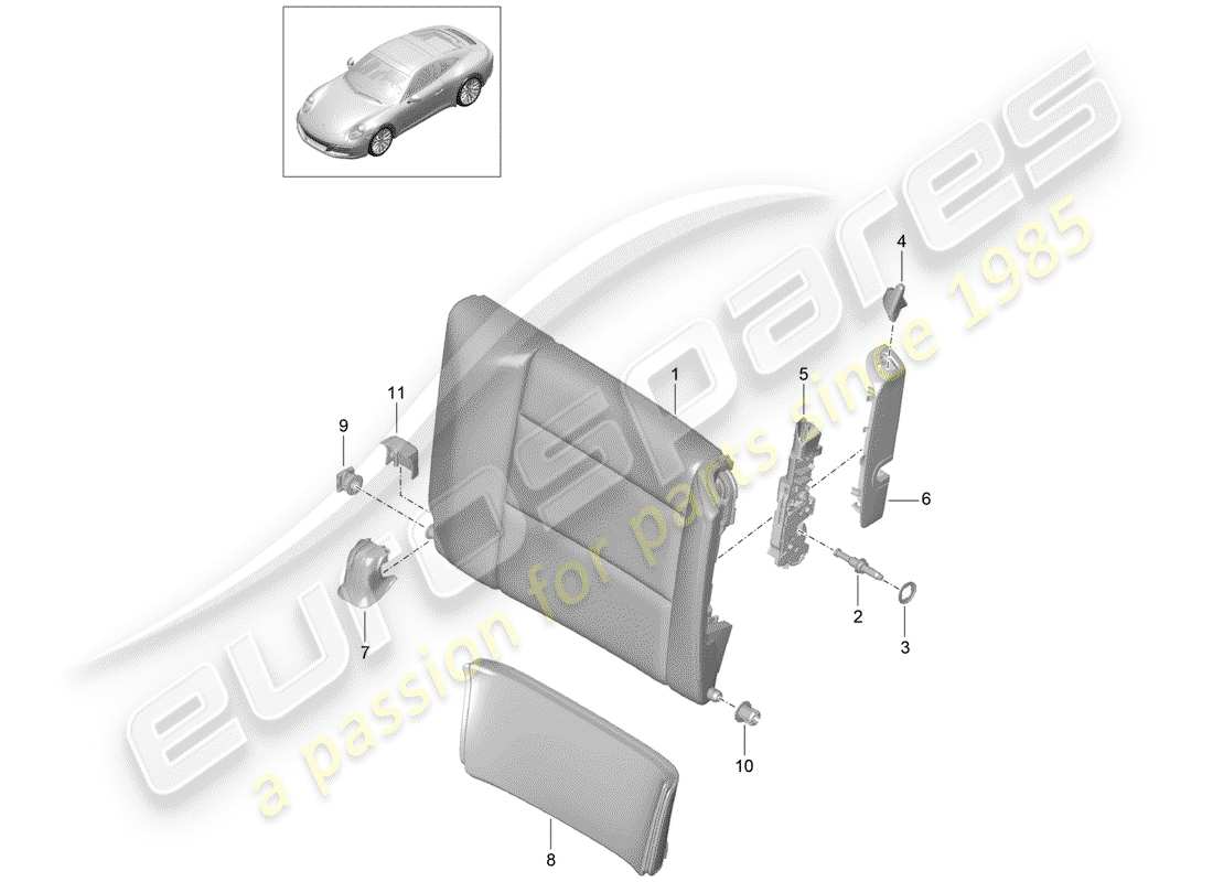 porsche 2019 (991-2) notsitz-rückenlehne ersatzteildiagramm