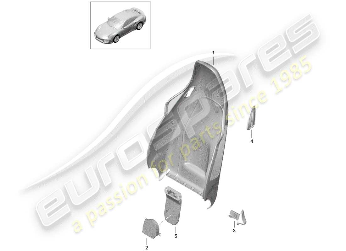porsche 2016 (991-1 turbo) rückenlehnenschale ersatzteildiagramm