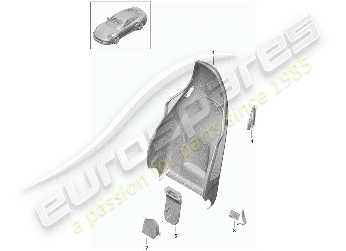 porsche 2016 (991-1 turbo) rückenlehnenschale ersatzteildiagramm