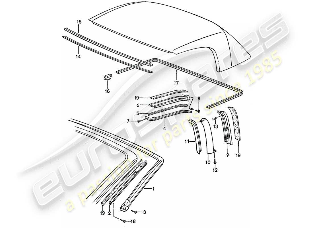 porsche 1990 (944) seal strip ersatzteildiagramm
