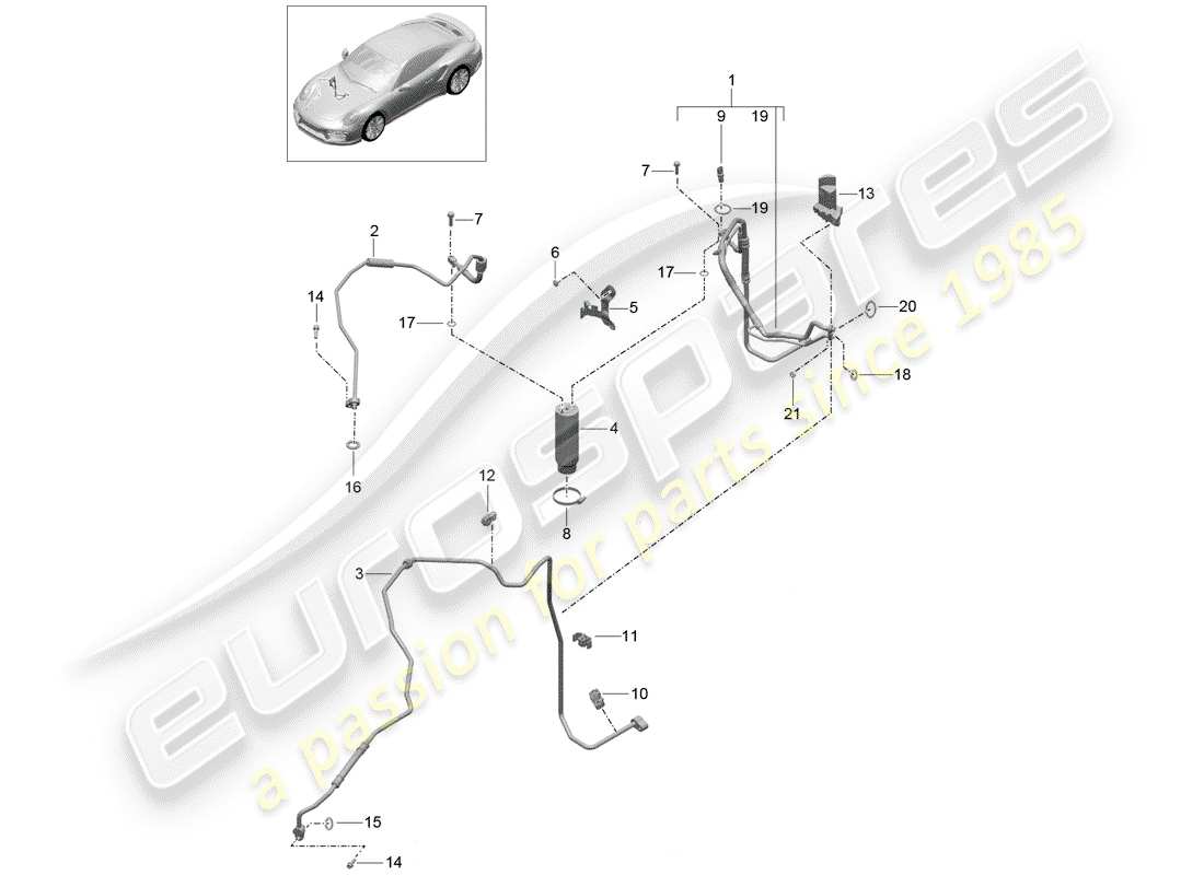 porsche 2019 (991-2 turbo) klimaanlage teilediagramm