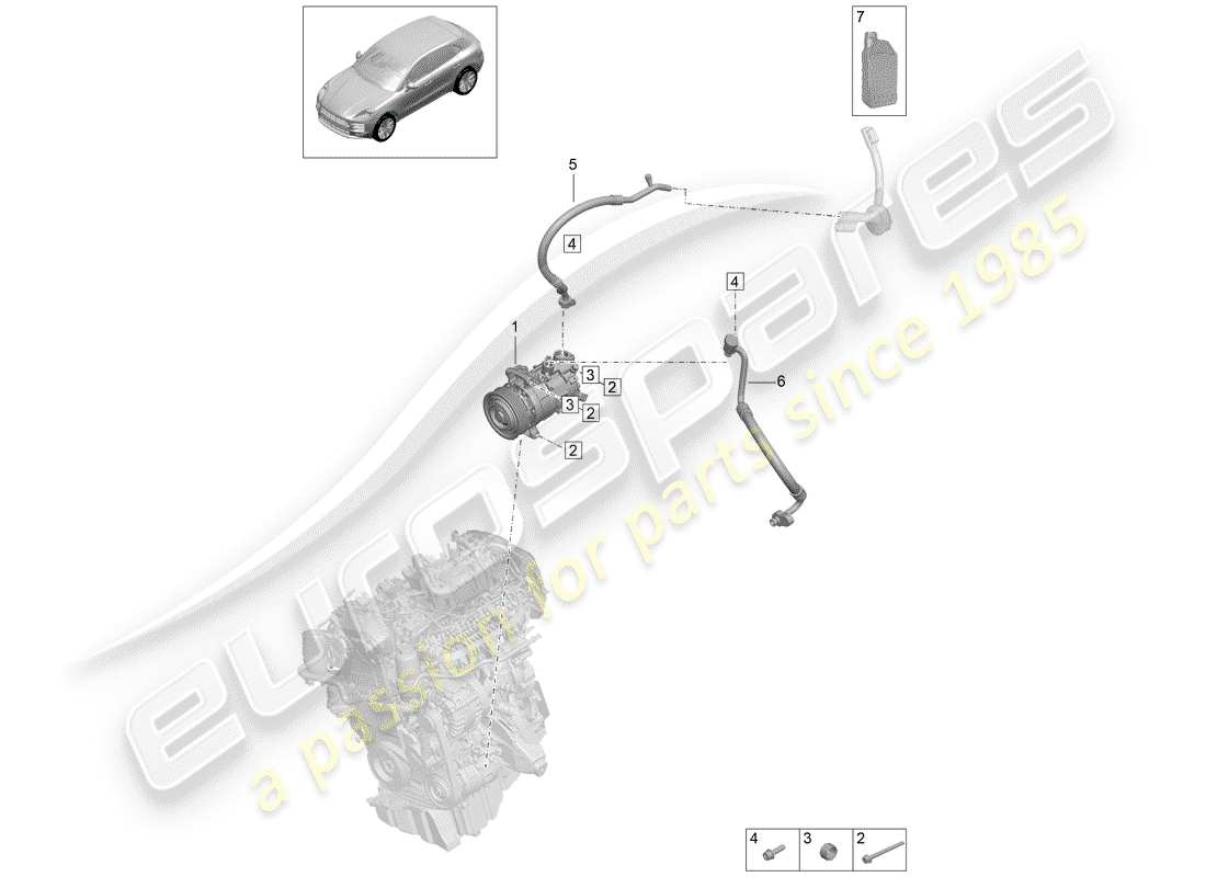 porsche 2020 (macan) klimaanlagenkompressor teilediagramm