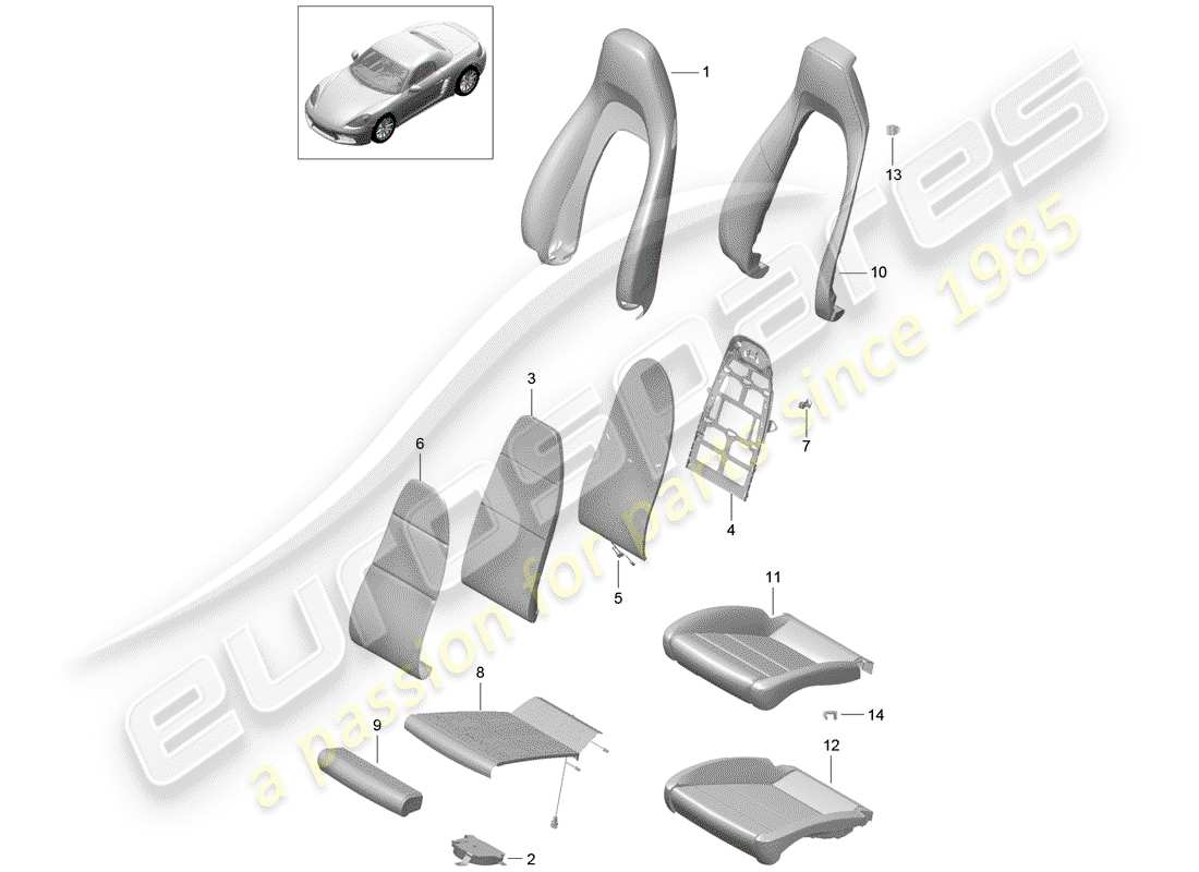 porsche 2017 (718 boxster) schaumteil teilediagramm