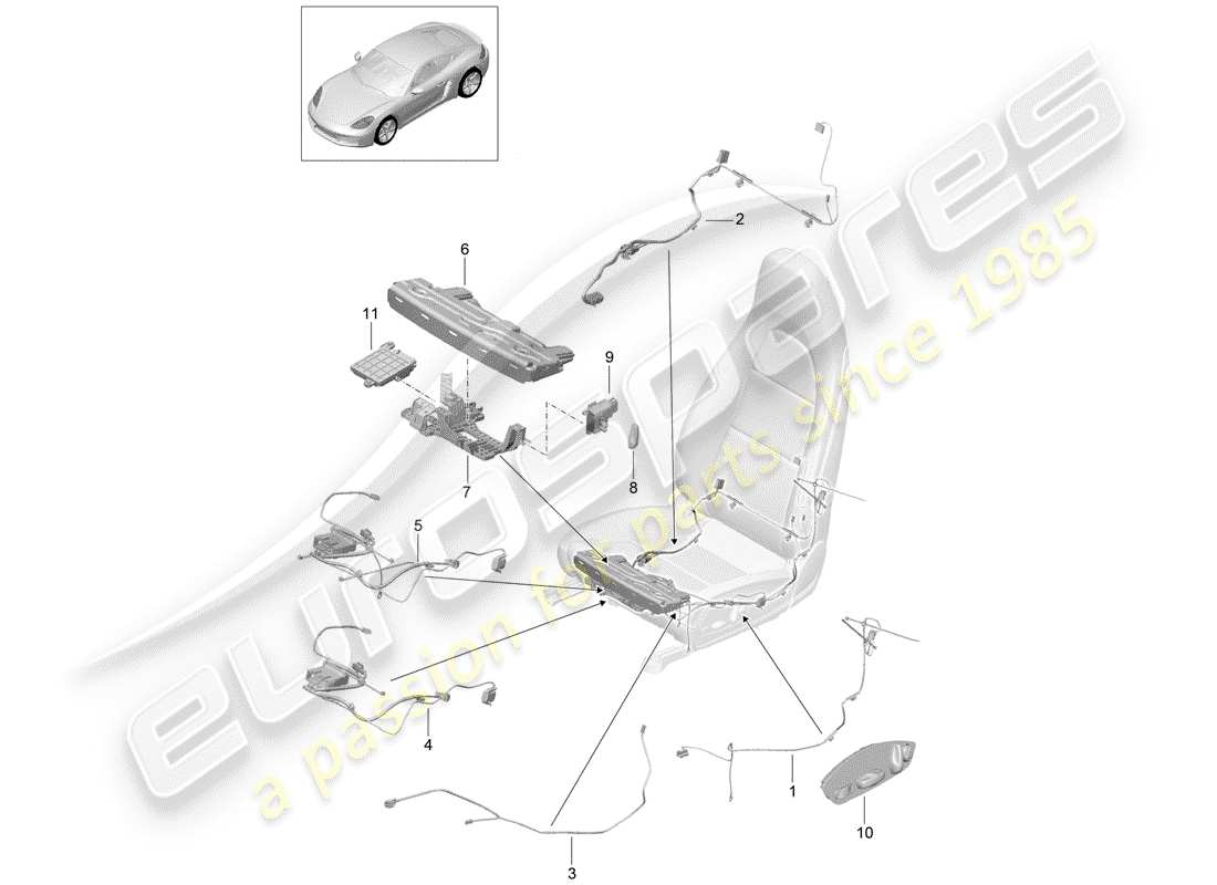 porsche 718 cayman (2020) kabelbäume ersatzteildiagramm
