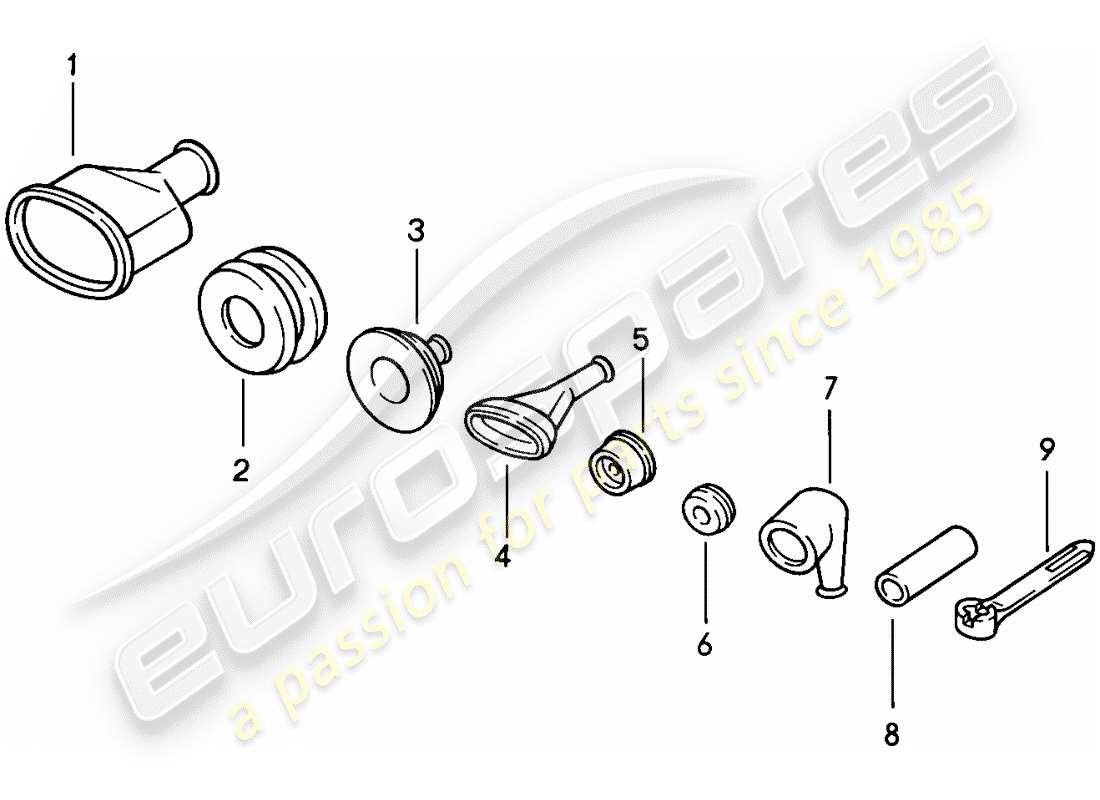 porsche 1986 (944) tülle - kabelbinder ersatzteildiagramm