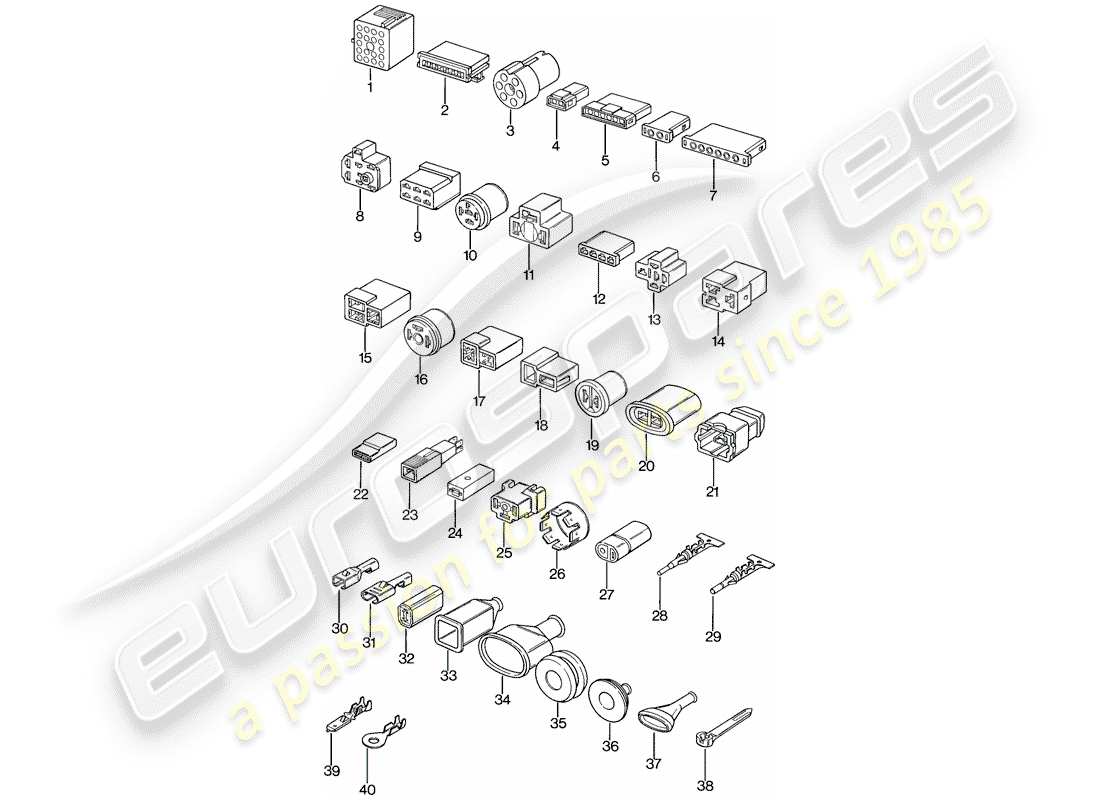 porsche 1976 (924) steckverbinder - ersatzteildiagramm