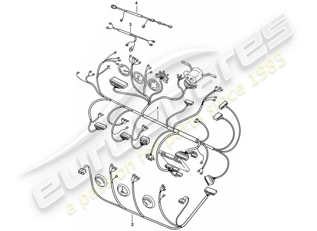 porsche 1986 (924s) kabelbäume - armaturenbrett - mittelkonsole - hebedach ersatzteildiagramm