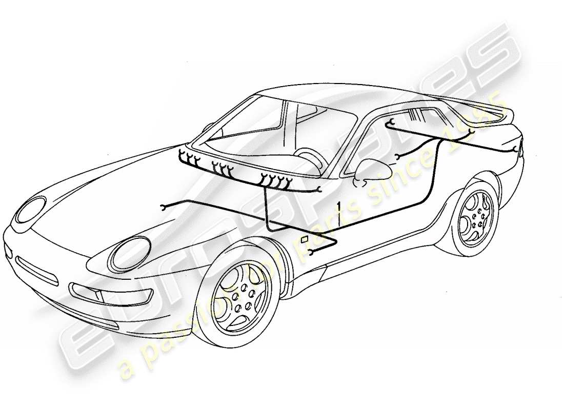 porsche 1994 (968) kabelbäume - fahrgastraum ersatzteildiagramm