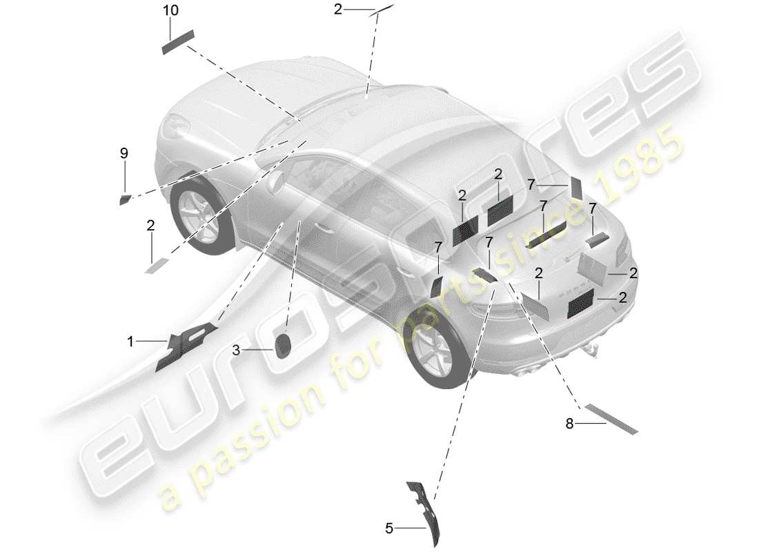 porsche 2015 (macan) schallabsorber ersatzteildiagramm